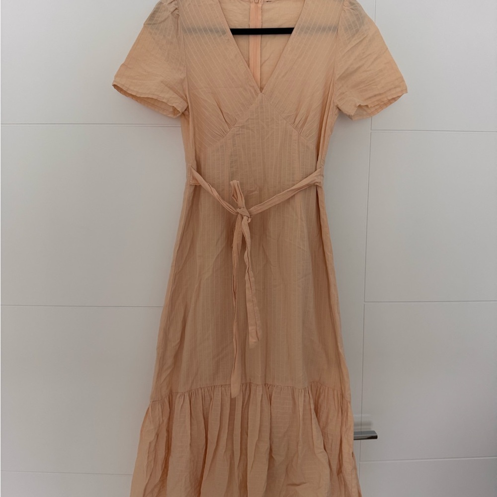 Women's Peach V-Neck Wrap Maxi Dress with Tie Waist